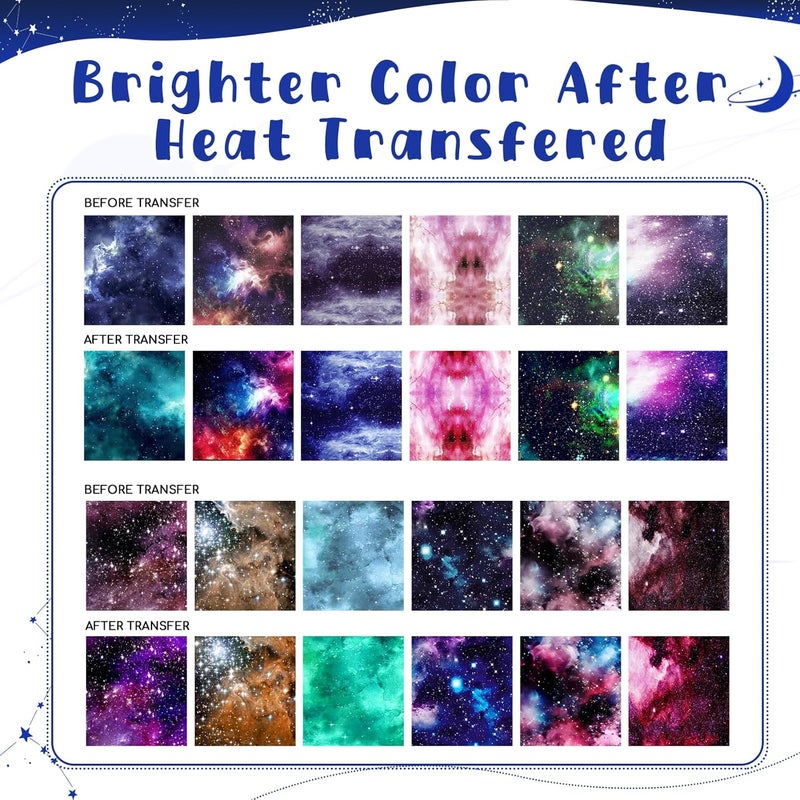 HTVSTD Galaxy Sublimation Transfer Ink Paper - 12sheets 12" x 10" Space Stars Patterned Sublimation Transfer Sheets for Tumbler Mugs DIY Sublimation Patterned Paper - Image 3